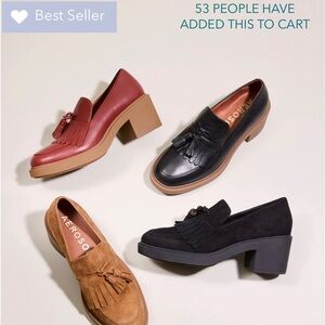 Aerosoles black suede heeled loafers